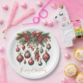 Vrolijke kerstdecoratie papieren bordje (Feest)