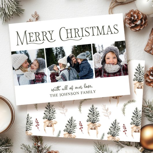 Vrolijke kerstdennen drie foto's feestdagenkaart