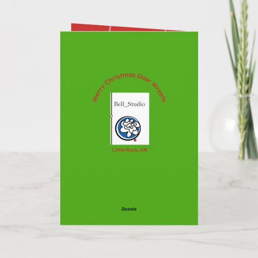 Vrolijke Kerstdeur Krans wenskaart Feestdagen Kaart (Achterkant)