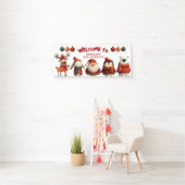 Vrolijke Kerstdieren Feestelijke Kinderen Verjaard Spandoek (Insitu)