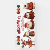 Vrolijke Kerstdieren Feestelijke Kinderen Verjaard Spandoek (Verticaal)