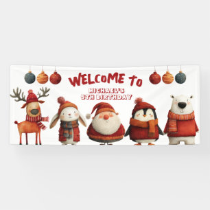 Vrolijke Kerstdieren Feestelijke Kinderen Verjaard Spandoek