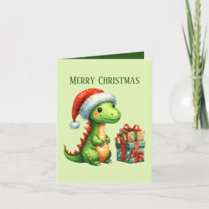 Vrolijke kerstdinosaurus voeg bericht toe feestdagen kaart