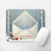 Vrolijke kerstenveloppe met berkenbomen muismat (Met muis)