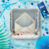 Vrolijke kerstenveloppe met berkenbomen papieren bordje (Feest)