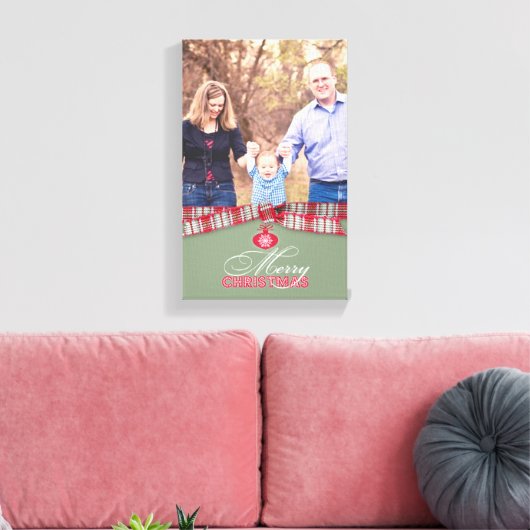 Vrolijke kerstfoto [8x12.6 inch] canvas afdruk (Insitu (Woonkamer))