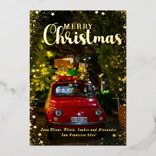 Vrolijke kerstfoto begroeting Real Folie Feestdagenkaart (Voorkant)