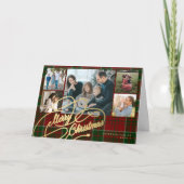 Vrolijke Kerstfoto collage rood groen plaid Feestdagen Kaart (Voorkant)