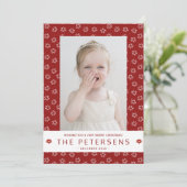 Vrolijke Kerstfoto collage rood modern Feestdagenkaart (Staand voorkant)