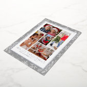 Vrolijke Kerstfoto Collage Zilveren Sneeuwvlok Folie Feestdagenkaart (Gedraaid)