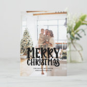 Vrolijke kerstfoto en tekst gepersonaliseerd feestdagenkaart (Staand voorkant)