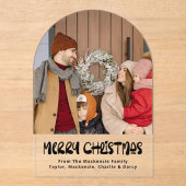 Vrolijke Kerstfoto Gepersonaliseerde Kaart Acryl Uitnodigingen (Voorkant)