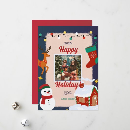 Vrolijke kerstfoto kerstkaarten feestdagenkaart (Voorkant / Achterkant in situ)