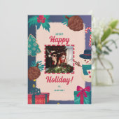 Vrolijke kerstfoto kerstkaarten feestdagenkaart (Staand voorkant)