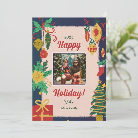 Vrolijke kerstfoto kerstkaarten feestdagenkaart (Staand voorkant)