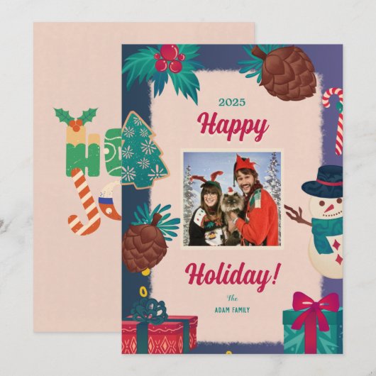 Vrolijke kerstfoto kerstkaarten feestdagenkaart (Voorkant / Achterkant)