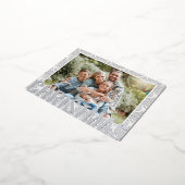 Vrolijke kerstfoto Modern feestelijk patroon Folie Feestdagen Briefkaart (Gedraaid)