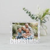 Vrolijke kerstfoto Modern feestelijk patroon Folie Feestdagen Briefkaart (Staand Voorkant)