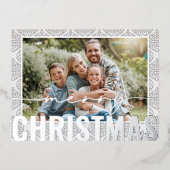 Vrolijke kerstfoto Modern feestelijk patroon Folie Feestdagen Briefkaart (Voorkant)