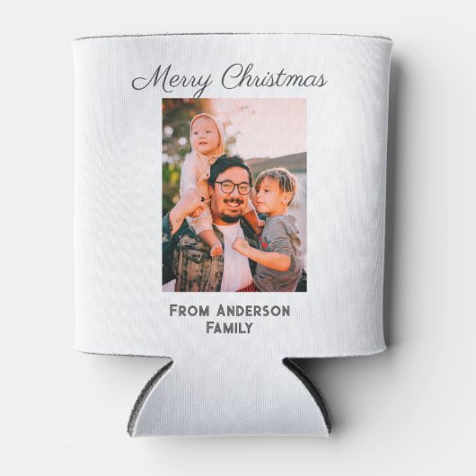 Vrolijke kerstfoto moderne liefde eenvoudige famil blikjeskoeler (Voorkant)