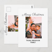 Vrolijke kerstfoto moderne liefde eenvoudige famil briefkaart (Voorkant / Achterkant)