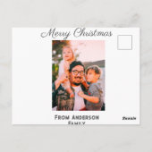 Vrolijke kerstfoto moderne liefde eenvoudige famil briefkaart (Achterkant)