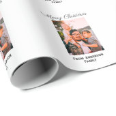 Vrolijke kerstfoto moderne liefde eenvoudige famil cadeaupapier (Rol Hoek)