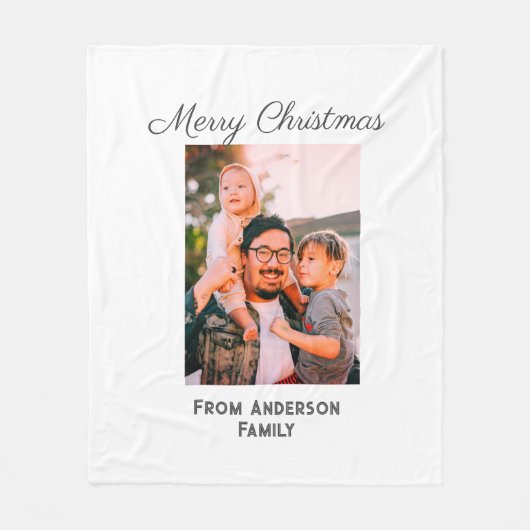 Vrolijke kerstfoto moderne liefde eenvoudige famil fleece deken (Voorkant)