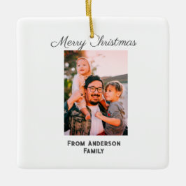 Vrolijke kerstfoto moderne liefde eenvoudige famil keramisch ornament