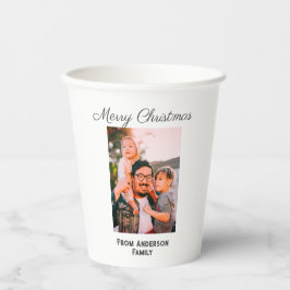 Vrolijke kerstfoto moderne liefde eenvoudige famil papieren bekers