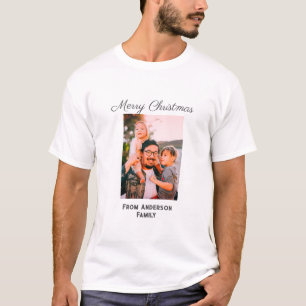 Vrolijke kerstfoto moderne liefde eenvoudige famil t-shirt