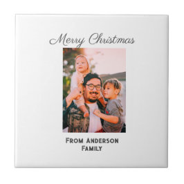 Vrolijke kerstfoto moderne liefde eenvoudige famil tegeltje