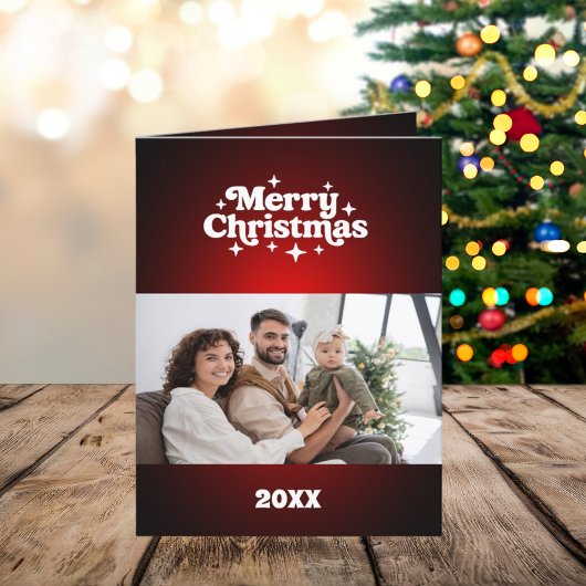 Vrolijke kerstfoto rood wit jaar in de review feestdagen kaart