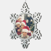Vrolijke Kerstfoto Snowflake Tin Sneeuwvlok Ornament (Rechts)