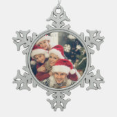 Vrolijke Kerstfoto Snowflake Tin Sneeuwvlok Ornament (Voorkant)