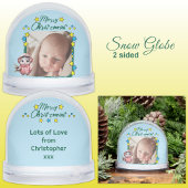 Vrolijke kerstfoto sterren muis blauw sneeuwbol