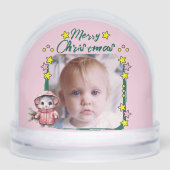 Vrolijke kerstfoto sterren muis roze sneeuwbol (Voorkant)