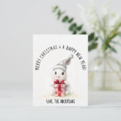 Vrolijke Kerstfoto Winter Konijn Kerstmis Feestdagenkaart (Staand voorkant)