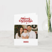 Vrolijke kerstfoto wit rood jaar in de review feestdagen kaart (Voorkant)