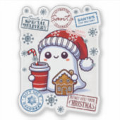 Vrolijke kerstgeest die vakantietrekjes levert sticker (Voorkant)