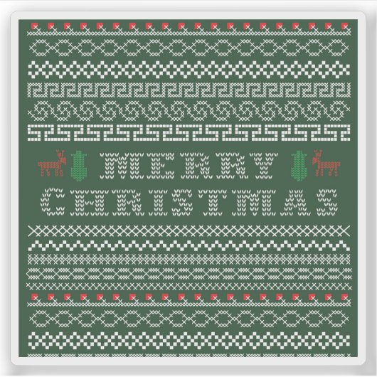 Vrolijke kerstgrens sticker (Voorkant)