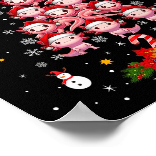 Vrolijke kerstgroep Santa Axolotls als kerstboom Poster (Hoek)
