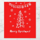 Vrolijke kerstgroet in schetsmatige stijl wijn etiket (Enkel label)
