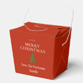 Vrolijke kerstgroet met boom op rood gebruik bedankdoosjes (Voorkant)
