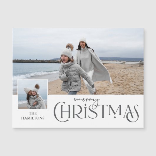 Vrolijke kerstgroet met foto invoegen zilver (Voorkant)