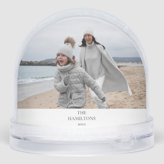 Vrolijke kerstgroet met foto sneeuwbol (Achterkant)