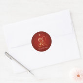 Vrolijke kerstgroet met gouden ornamenten ronde sticker (Envelop)