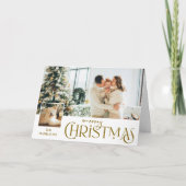 Vrolijke kerstgroet met Photo Insert Gold Feestdagen Kaart (Voorkant)