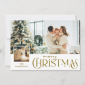 Vrolijke kerstgroet met Photo Insert Gold Feestdagenkaart (Voorkant)