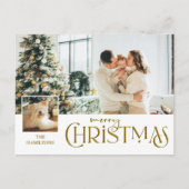 Vrolijke kerstgroet met Photo Insert Gold Feestdagenkaart (Voorkant)